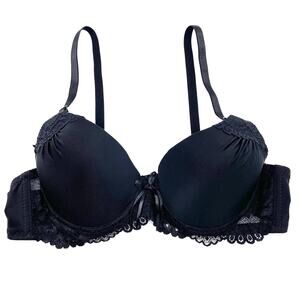 Coobie Womens 36B Black Lace Push Up Bra Convertible‎ Straps Underwire